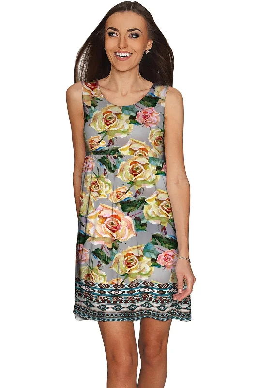 Prima Donna Sanibel Grey Rose Print Empire Dress - Women