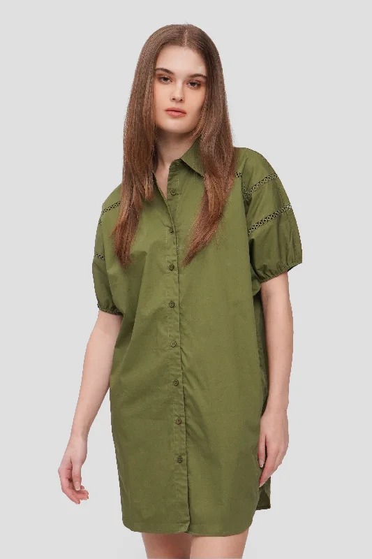 Puff Dress With Eyelet Detail