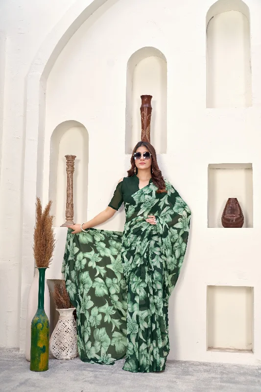 Women Casual Wear Printed Weight Less Saree With Un Stitched Blouse Elegant Peplum Blouse Women Casual Wear Printed Weight Less Saree With Un Stitched Blouse Elegant Peplum Blouse