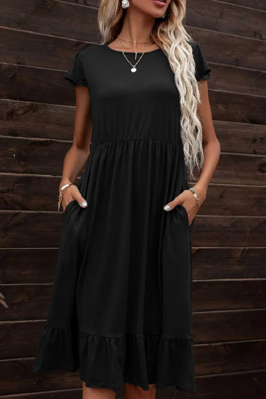 Ruffle Hem Pocket Dress in 2 Colors