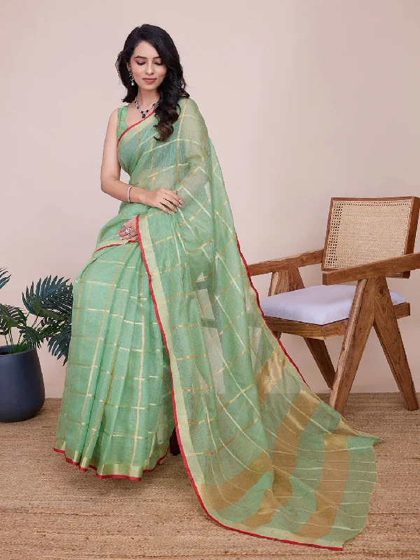 Women Casual Wear Designer Kota Doriya(Semi Cotton) Soft Silk Saree With Un Stitched Blouse Side Tie Blouse Women Casual Wear Designer Kota Doriya(Semi Cotton) Soft Silk Saree With Un Stitched Blouse Side Tie Blouse