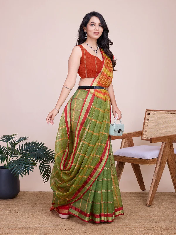 Women Casual Wear Designer Kota Doriya(Semi Cotton) Soft Silk Saree With Un Stitched Blouse Polished Work Blouse Women Casual Wear Designer Kota Doriya(Semi Cotton) Soft Silk Saree With Un Stitched Blouse Polished Work Blouse
