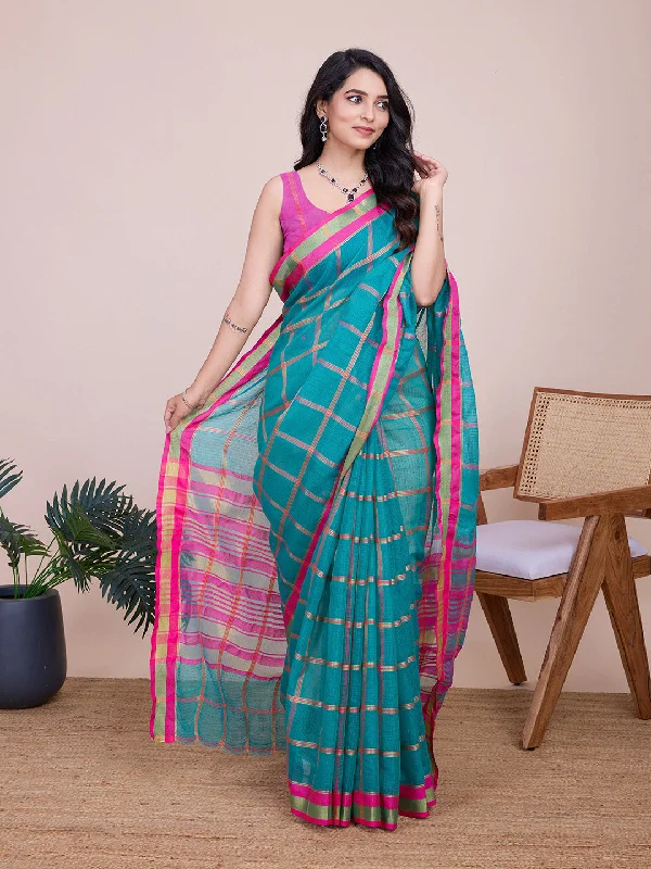 Women Casual Wear Designer Kota Doriya(Semi Cotton) Soft Silk Saree With Un Stitched Blouse Backless Summer Blouse Women Casual Wear Designer Kota Doriya(Semi Cotton) Soft Silk Saree With Un Stitched Blouse Backless Summer Blouse