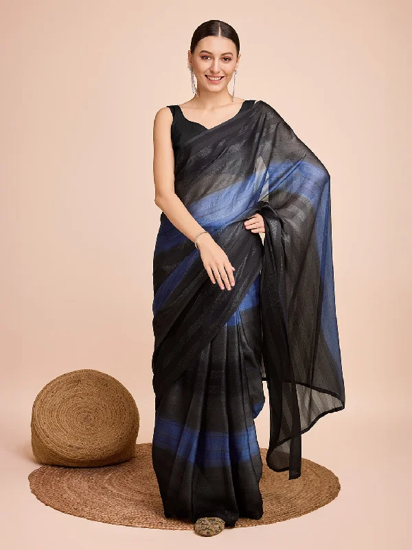 Women Casual Wear Digital Printed Chiffon Silk Saree With Un Stitched Blouse Flowy Bohemian Blouse Women Casual Wear Digital Printed Chiffon Silk Saree With Un Stitched Blouse Flowy Bohemian Blouse
