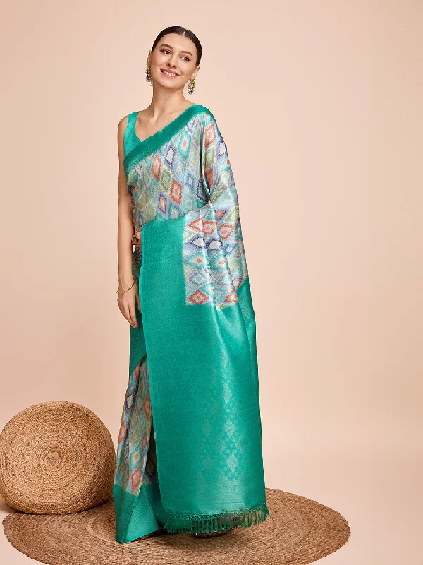 Women Party Wear Semi Kanjivaram Silk Ready To Wear Saree With Un Stitched Blouse(Size Up To 42) Drape Neck Blouse Women Party Wear Semi Kanjivaram Silk Ready To Wear Saree With Un Stitched Blouse(Size Up To 42) Drape Neck Blouse