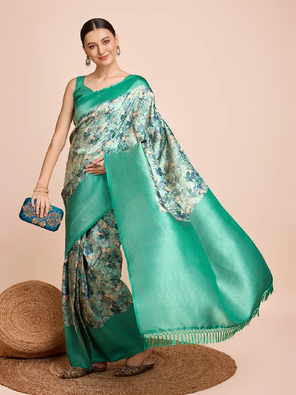 Women Party Wear Semi Kanjivaram Silk Ready To Wear  Saree With Un Stitched Blouse(Size Up To 42) Sleeveless Summer Blouse