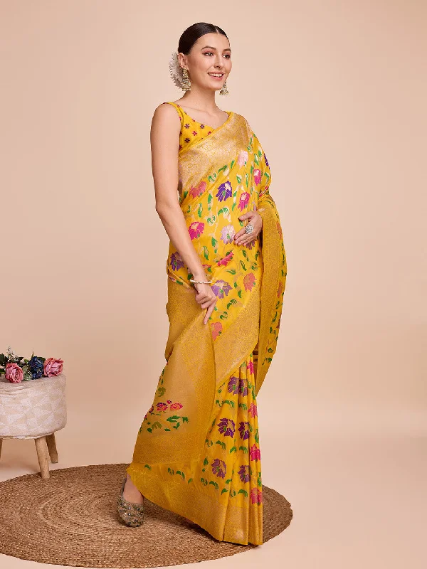 Women Party Wear Jari Weaving Paithani Silk Saree With Un Stitched Blouse Loose Oversized Blouse Women Party Wear Jari Weaving Paithani Silk Saree With Un Stitched Blouse Loose Oversized Blouse