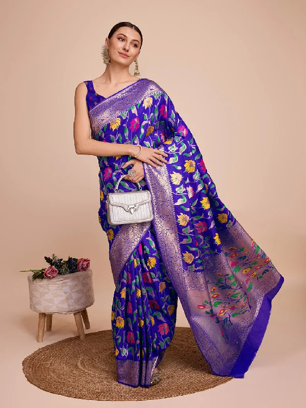 Women Party Wear Jari Weaving Paithani Silk Saree With Un Stitched Blouse Casual Relaxed Blouse Women Party Wear Jari Weaving Paithani Silk Saree With Un Stitched Blouse Casual Relaxed Blouse