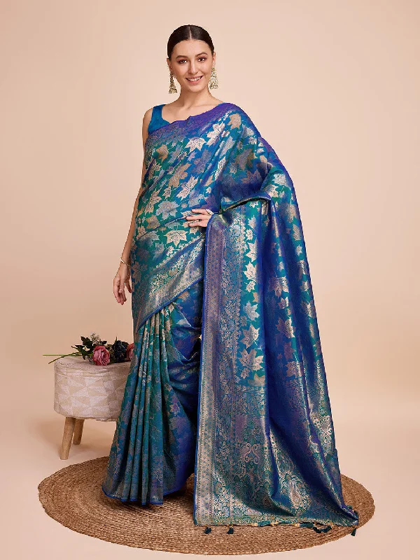 Women Party Wear Double Jari Weaving Pure Silk Saree With Un Stitched Blouse Lightweight Linen Blouse Women Party Wear Double Jari Weaving Pure Silk Saree With Un Stitched Blouse Lightweight Linen Blouse