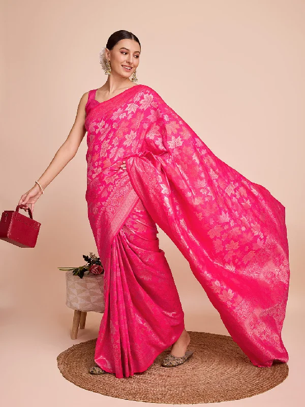 Women Party Wear Double Jari Weaving Pure Silk Saree With Un Stitched Blouse High Neck Blouse Women Party Wear Double Jari Weaving Pure Silk Saree With Un Stitched Blouse High Neck Blouse