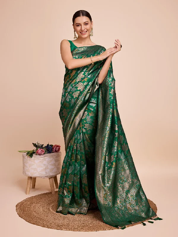Women Party Wear Double Jari Weaving Pure Silk Saree With Un Stitched Blouse Elegant Lace Blouse Women Party Wear Double Jari Weaving Pure Silk Saree With Un Stitched Blouse Elegant Lace Blouse