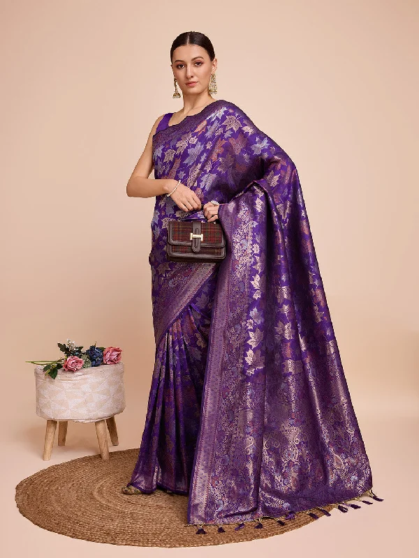 Women Party Wear Double Jari Weaving Pure Silk Saree With Un Stitched Blouse Vintage Polka Blouse Women Party Wear Double Jari Weaving Pure Silk Saree With Un Stitched Blouse Vintage Polka Blouse