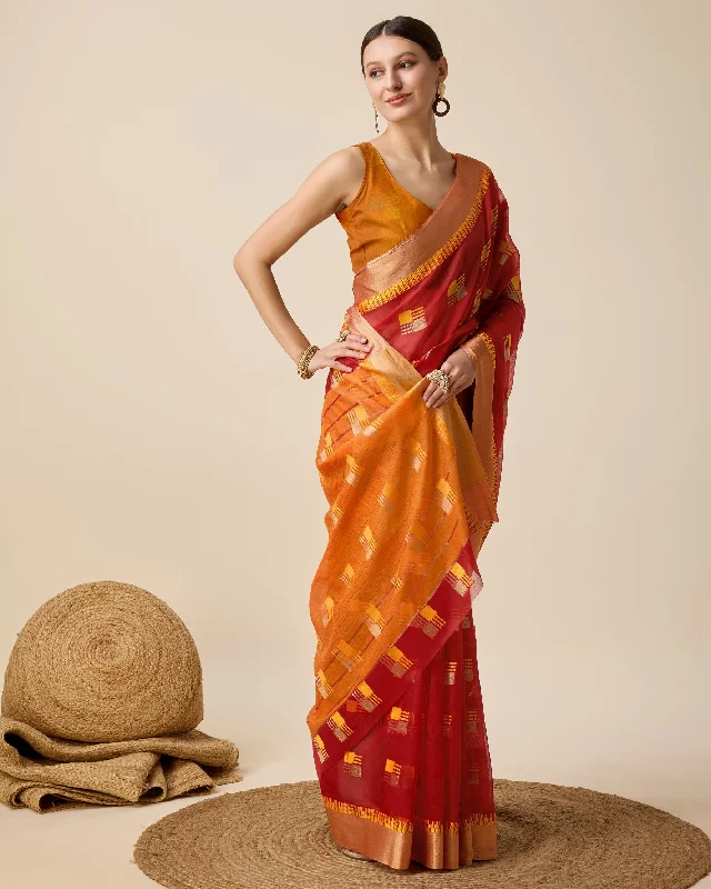 Women Party Wear Designer Semi Cotton Soft Silk Saree With Un Stitched Blouse Ruffled Neck Blouse Women Party Wear Designer Semi Cotton Soft Silk Saree With Un Stitched Blouse Ruffled Neck Blouse