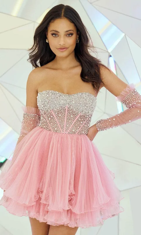 Sherri Hill 55748 - Pearl Embellished Strapless Cocktail Dress