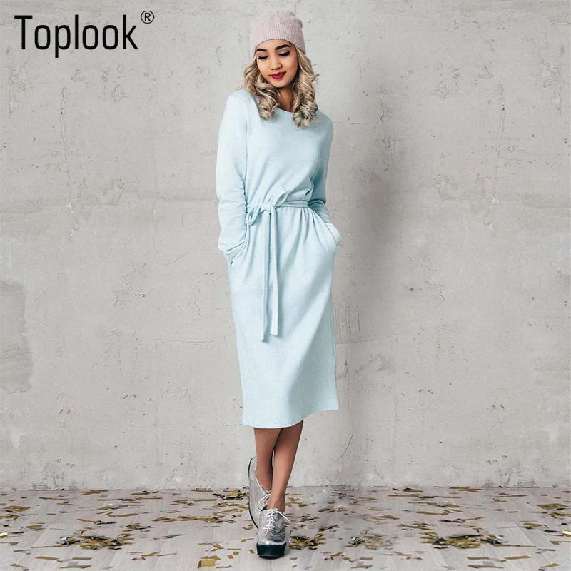 Soft  Blue Belted Women Dress