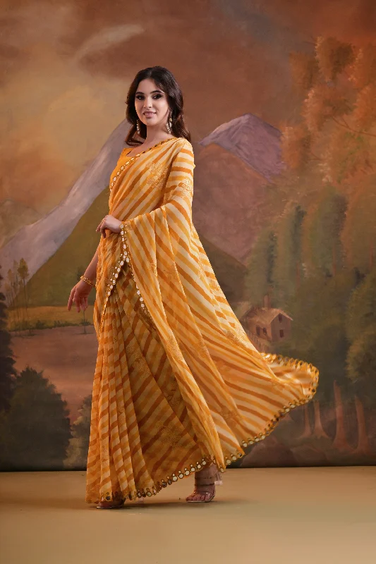 Women Party Wear Laheria Print Georgette Saree With Un Stitched Blouse Office-Ready Blouse Women Party Wear Laheria Print Georgette Saree With Un Stitched Blouse Office-Ready Blouse