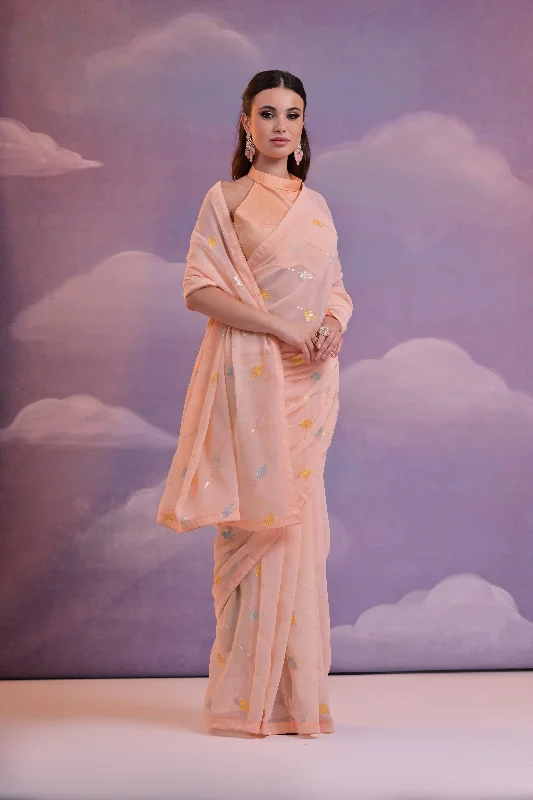 Women Party Wear Sequence Embroidery Worked Georgette Saree With Un Stitched Blouse Slim Fit Blouse Women Party Wear Sequence Embroidery Worked Georgette Saree With Un Stitched Blouse Slim Fit Blouse