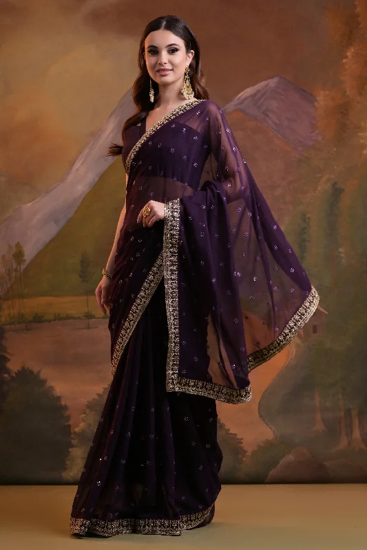 Women Party Wear Sequence Embroidery Worked Georgette Saree With Un Stitched Blouse Floral Print Blouse Women Party Wear Sequence Embroidery Worked Georgette Saree With Un Stitched Blouse Floral Print Blouse