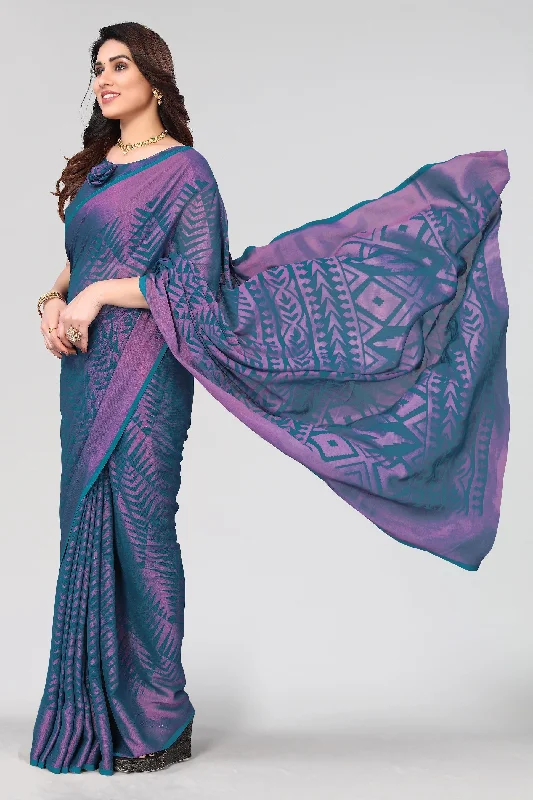 Women Party Wear Printed Brasso Chiffon Saree With Un Stitched Blouse Floral Chiffon Blouse Women Party Wear Printed Brasso Chiffon Saree With Un Stitched Blouse Floral Chiffon Blouse