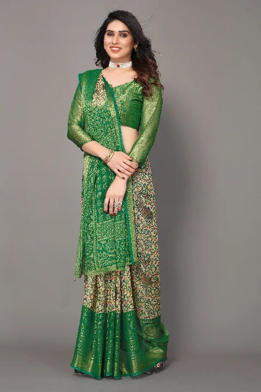 Women Party Wear Printed Brasso Chiffon Saree With Un Stitched Blouse Lightweight Floral Blouse Women Party Wear Printed Brasso Chiffon Saree With Un Stitched Blouse Lightweight Floral Blouse