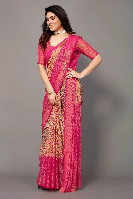 Women Party Wear Printed Brasso Chiffon Saree With Un Stitched Blouse Embroidered Cotton Blouse Women Party Wear Printed Brasso Chiffon Saree With Un Stitched Blouse Embroidered Cotton Blouse