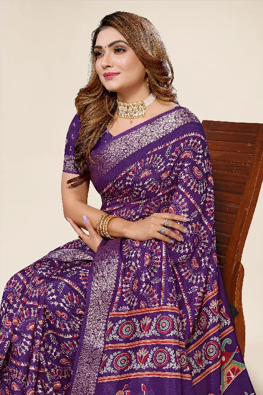 Women Casual Wear Printed Dhola Silk Saree With Un Stitched Blouse Cotton Casual Blouse Women Casual Wear Printed Dhola Silk Saree With Un Stitched Blouse Cotton Casual Blouse