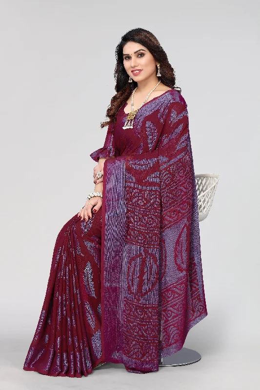 Women Party Wear Printed Brasso Chiffon Saree With Un Stitched Blouse Smart Casual Blouse Women Party Wear Printed Brasso Chiffon Saree With Un Stitched Blouse Smart Casual Blouse