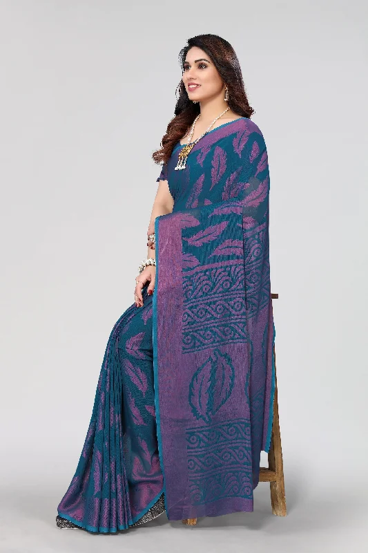 Women Party Wear Printed Brasso Chiffon Saree With Un Stitched Blouse Lightweight Floral Blouse Women Party Wear Printed Brasso Chiffon Saree With Un Stitched Blouse Lightweight Floral Blouse
