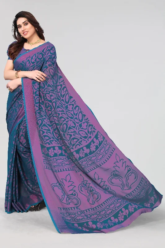 Women Party Wear Printed Brasso Chiffon Saree With Un Stitched Blouse Smart Business Blouse Women Party Wear Printed Brasso Chiffon Saree With Un Stitched Blouse Smart Business Blouse