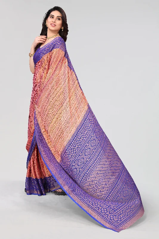 Women Party Wear Printed Brasso Chiffon Saree With Un Stitched Blouse Embellished Collar Blouse Women Party Wear Printed Brasso Chiffon Saree With Un Stitched Blouse Embellished Collar Blouse
