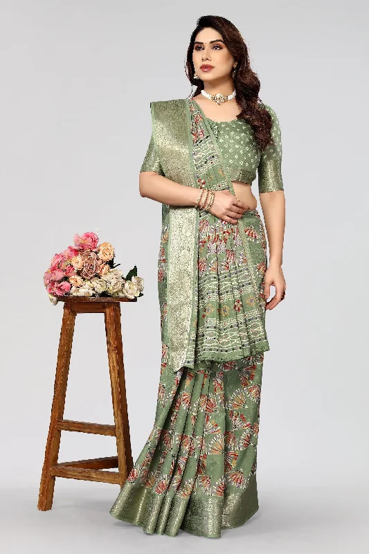 Women Casual Wear Printed Dhola Silk Saree With Un Stitched Blouse Lightweight Chiffon Blouse Women Casual Wear Printed Dhola Silk Saree With Un Stitched Blouse Lightweight Chiffon Blouse