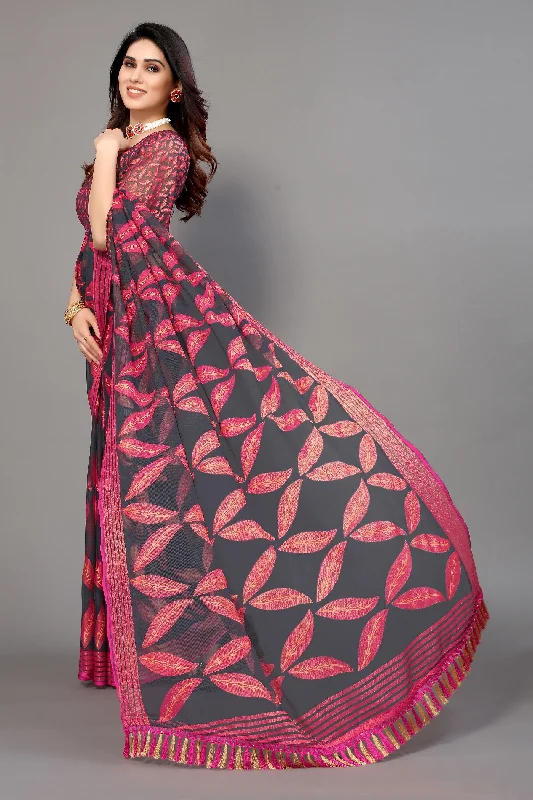 Women Party Wear Printed Brasso Chiffon Saree With Un Stitched Blouse Slim Fit Blouse Women Party Wear Printed Brasso Chiffon Saree With Un Stitched Blouse Slim Fit Blouse