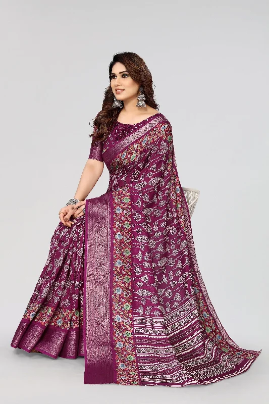 Women Casual Wear Printed Dhola Silk Saree With Un Stitched Blouse Modern Oversized Blouse Women Casual Wear Printed Dhola Silk Saree With Un Stitched Blouse Modern Oversized Blouse