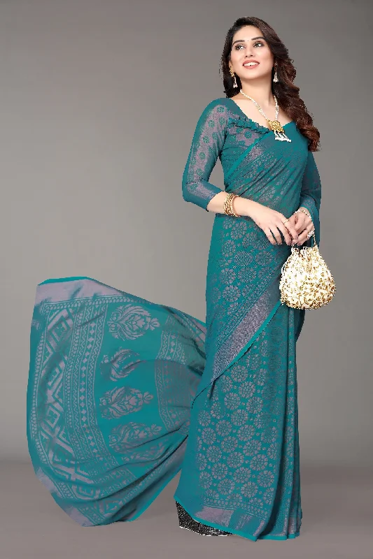 Women Party Wear Printed Brasso Chiffon Saree With Un Stitched Blouse Slim Fit Blouse Women Party Wear Printed Brasso Chiffon Saree With Un Stitched Blouse Slim Fit Blouse