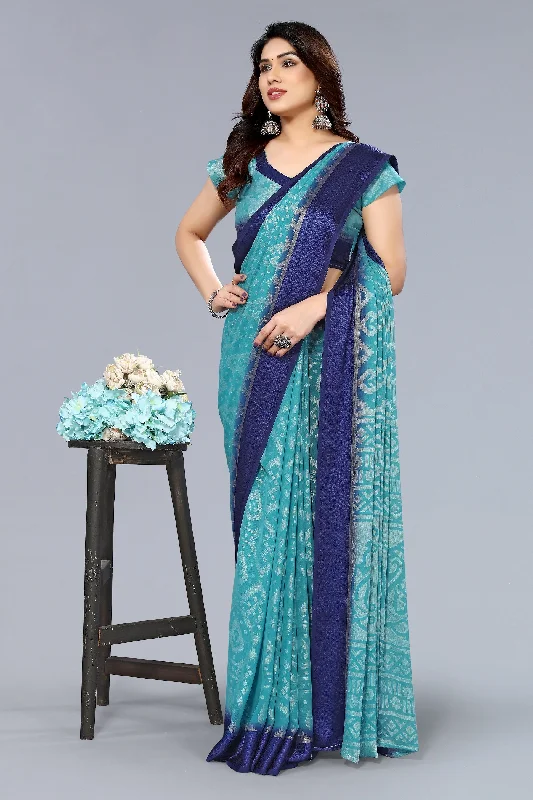Women Party Wear Printed Brasso Chiffon Saree With Un Stitched Blouse Elegant Semi-Sheer Blouse Women Party Wear Printed Brasso Chiffon Saree With Un Stitched Blouse Elegant Semi-Sheer Blouse