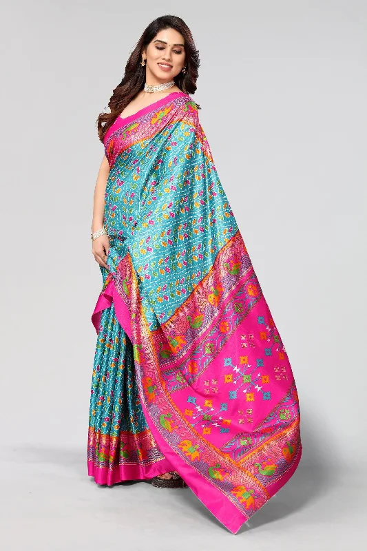 Women Casual Wear Printed Dhola Silk Saree With Un Stitched Blouse Elegant Office Blouse Women Casual Wear Printed Dhola Silk Saree With Un Stitched Blouse Elegant Office Blouse