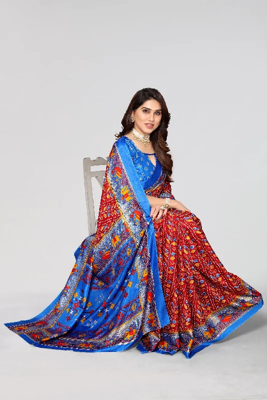Women Casual Wear Printed Dhola Silk Saree With Un Stitched Blouse Bell Sleeve Blouse Women Casual Wear Printed Dhola Silk Saree With Un Stitched Blouse Bell Sleeve Blouse