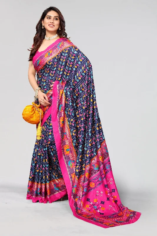 Women Casual Wear Printed Dhola Silk Saree With Un Stitched Blouse Embroidered Floral Blouse Women Casual Wear Printed Dhola Silk Saree With Un Stitched Blouse Embroidered Floral Blouse