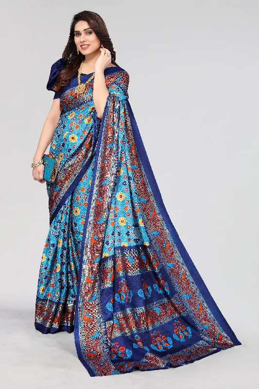Women Casual Wear Printed Dhola Silk Saree With Un Stitched Blouse Elegant Silk Blouse Women Casual Wear Printed Dhola Silk Saree With Un Stitched Blouse Elegant Silk Blouse