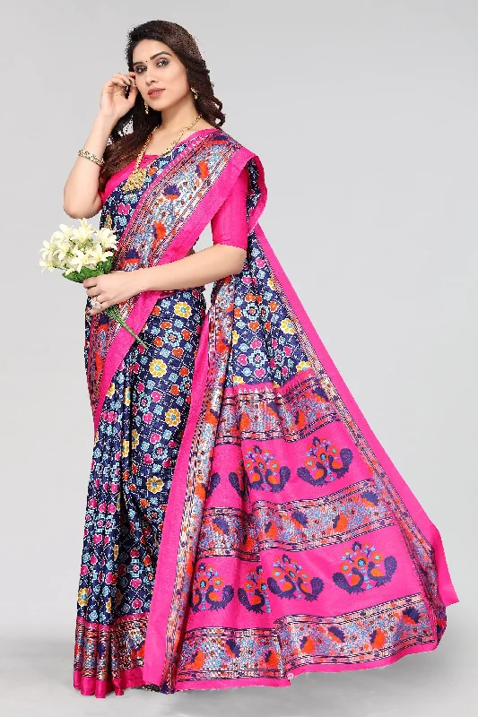 Women Casual Wear Printed Dhola Silk Saree With Un Stitched Blouse Modern Work Blouse Women Casual Wear Printed Dhola Silk Saree With Un Stitched Blouse Modern Work Blouse