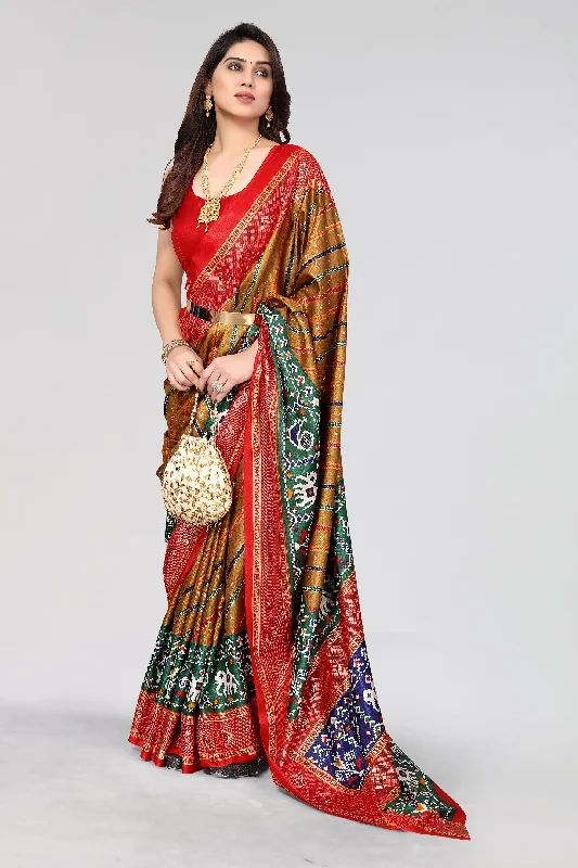 Women Casual Wear Printed Dhola Silk Saree With Un Stitched Blouse Subtle Shimmer Blouse Women Casual Wear Printed Dhola Silk Saree With Un Stitched Blouse Subtle Shimmer Blouse