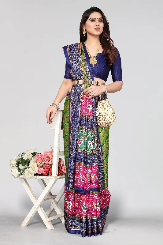 Women Casual Wear Printed Dhola Silk Saree With Un Stitched Blouse Chic Sleeveless Blouse Women Casual Wear Printed Dhola Silk Saree With Un Stitched Blouse Chic Sleeveless Blouse