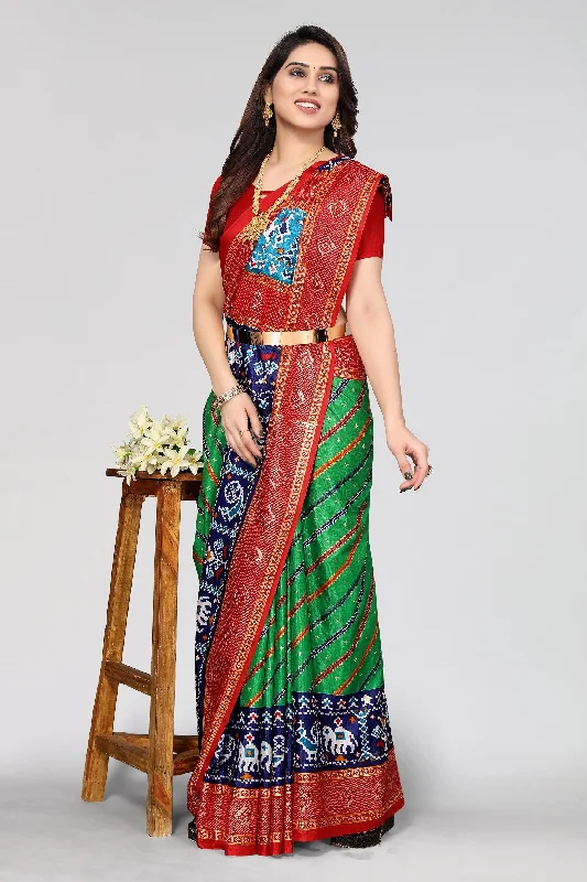 Women Casual Wear Printed Dhola Silk Saree With Un Stitched Blouse Soft Knit Blouse