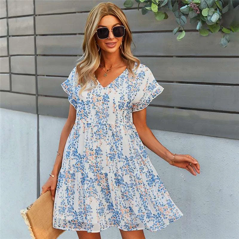 Chic Ruffle Summer Chiffon Dress