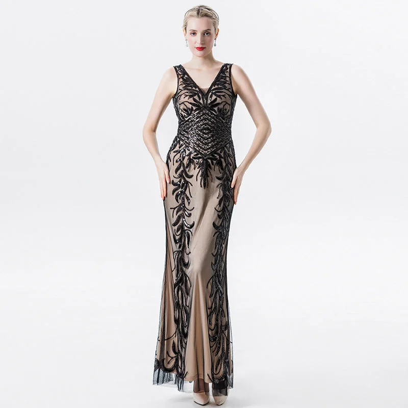 Glamourous Sequined Deep V Dress