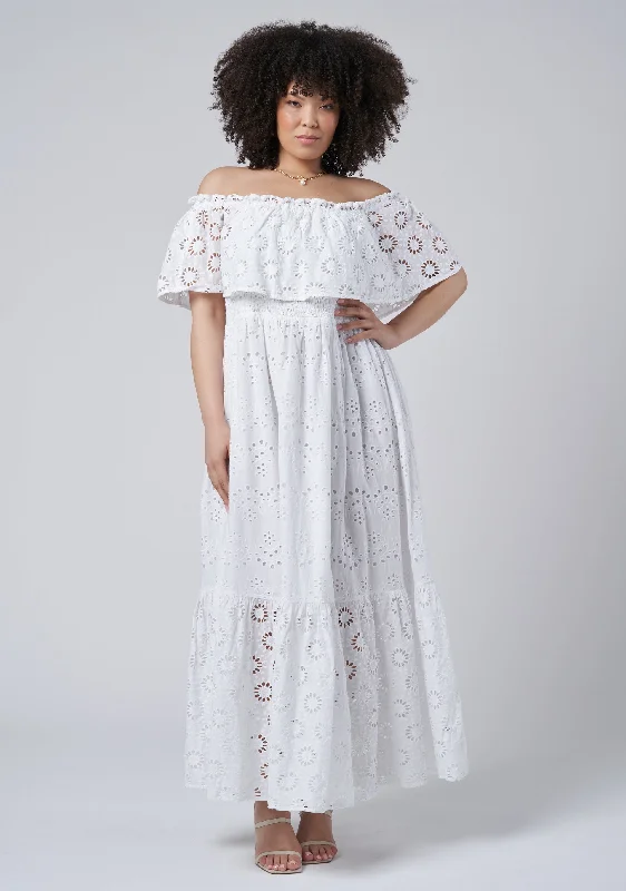 Aelita Broderie Maxi Dress Trendy Maxi Dress with Belt