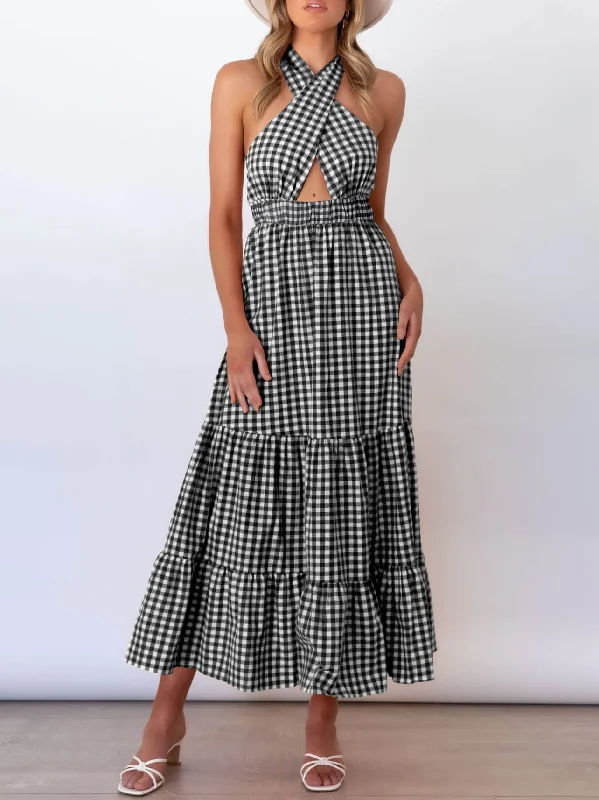 Backless Sleeveless Cross Maxi Dress Classic Tulle Maxi Dress