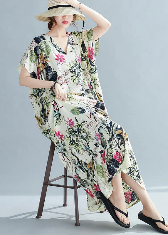 Boho V Neck Print Cozy Maxi Dress Short Sleeve Trendy Off-Shoulder Ruffle Maxi Dress Boho V Neck Print Cozy Maxi Dress Short Sleeve Trendy Off-Shoulder Ruffle Maxi Dress