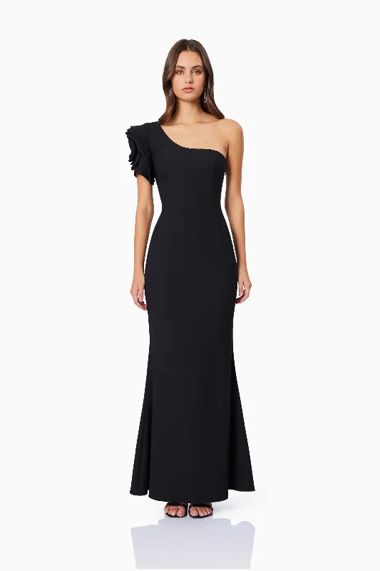 Charlotte Rosette Maxi Dress in Black Elegant Boho Maxi Dress