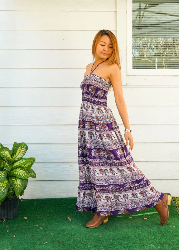 Purple Elephant Tiered SunDress Maxi Dress Cozy Ribbed Maxi Dress